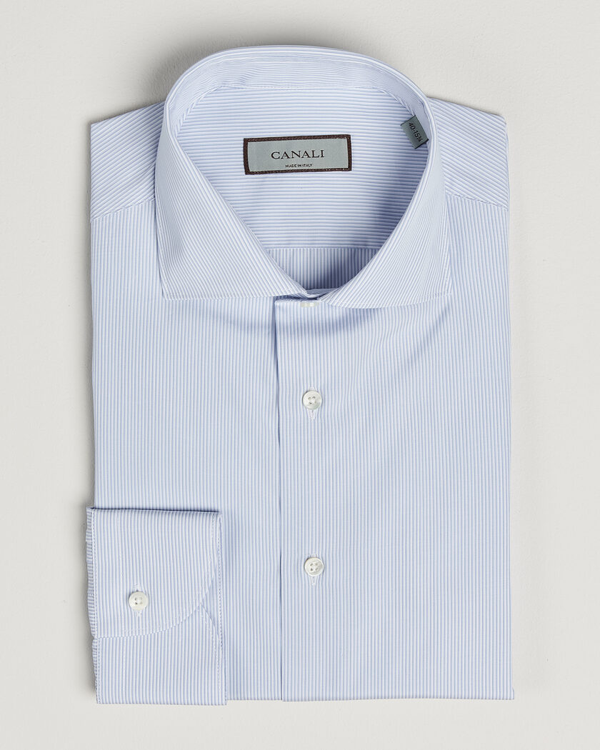 Canali Slim Fit Dress Shirt Light Blue Stripe – Blå