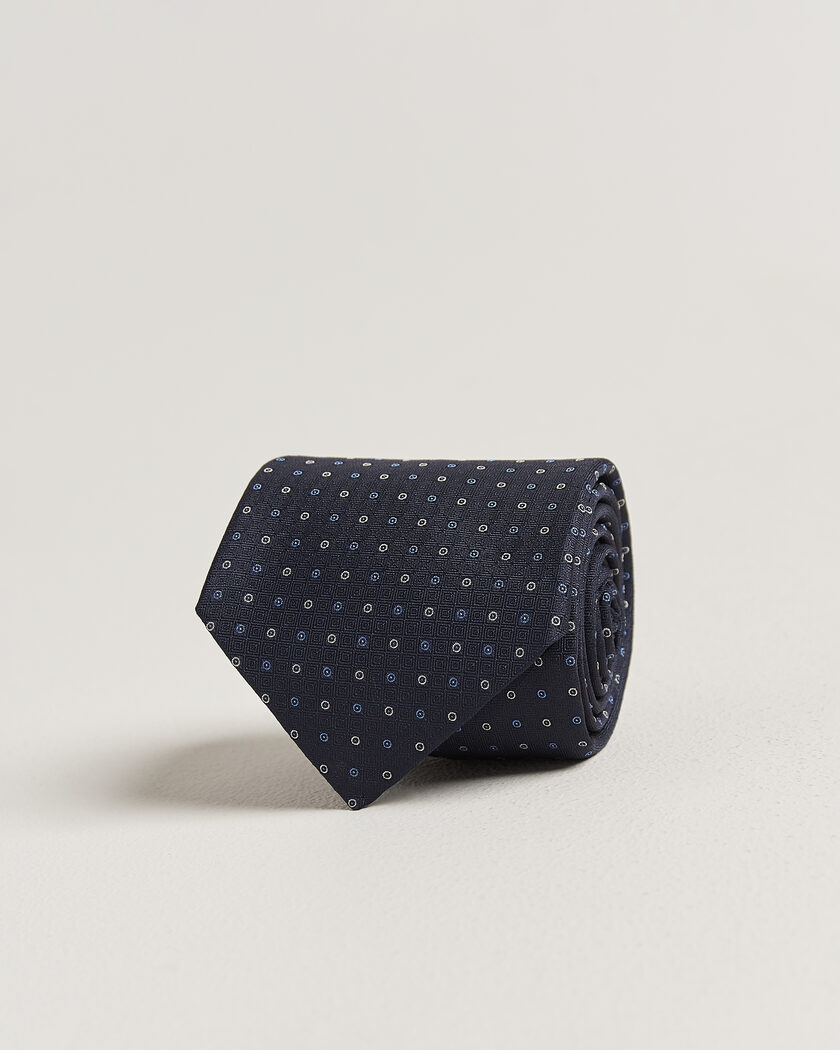 Canali Jacquard Silk Tie Navy – Blå