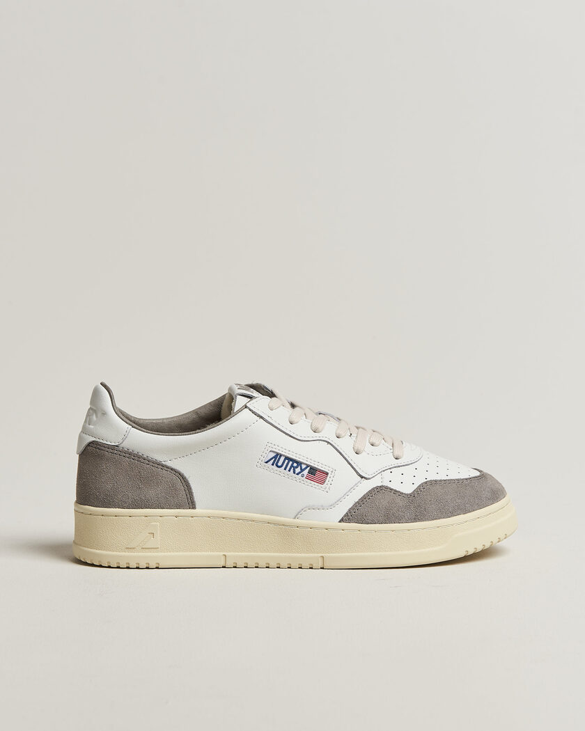Autry Medalist Low Soft Leather/Suede Sneaker White/Cemento – Hvit