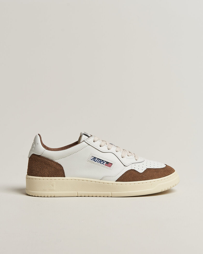 Autry Medalist Low Soft Leather/Suede Sneaker White/Tabacco – Hvit