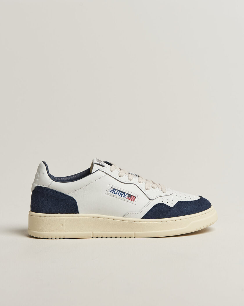 Autry Medalist Low Soft Leather/Suede Sneaker White/Denim – Hvit