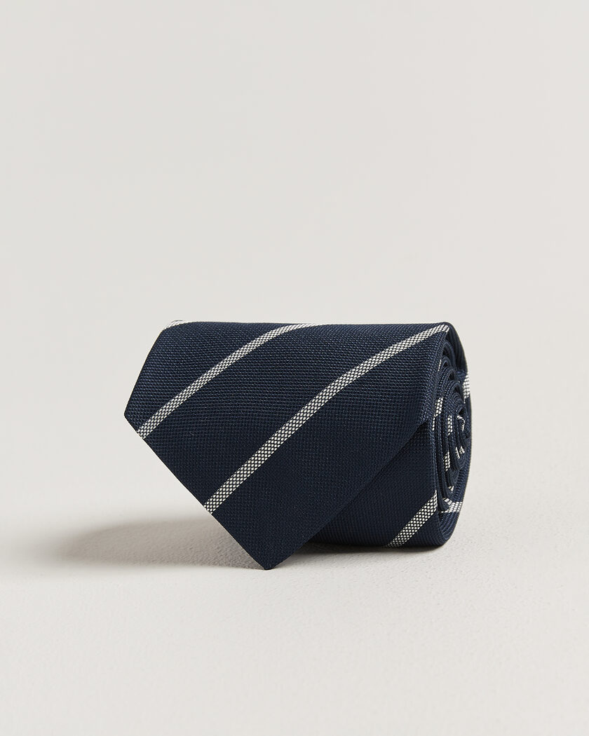 Ralph Lauren Purple Label Regimental Stripe Silk Tie Navy/Silver – Blå