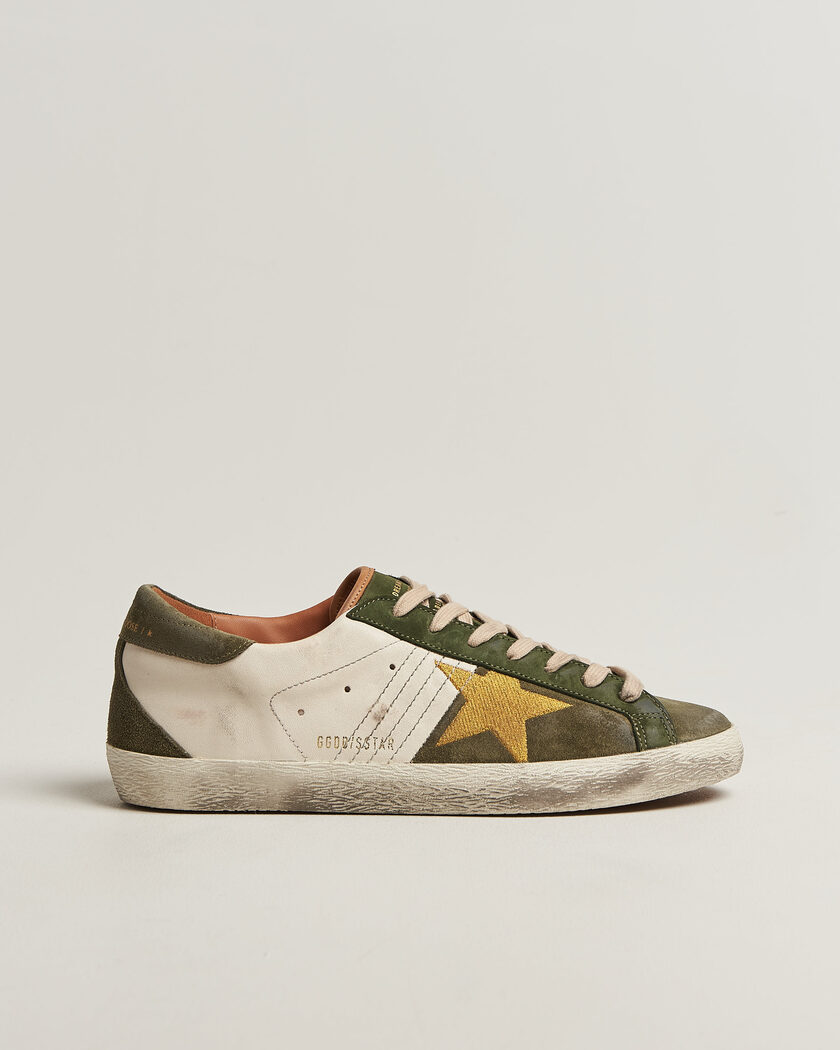 Golden Goose Super-Star Sneakers Cream/Olive – Hvit