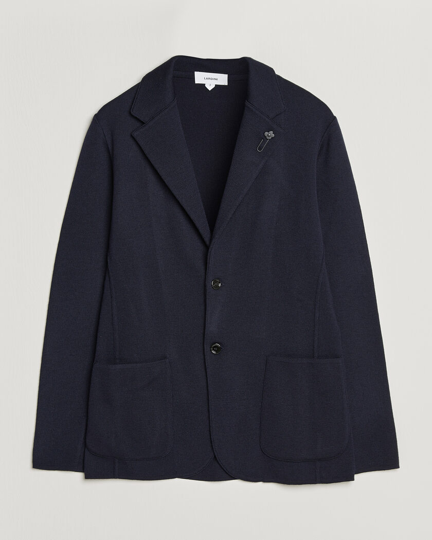 Lardini Knitted Wool Blazer Navy - Blå - Strikkede blazere - Størrelse: S