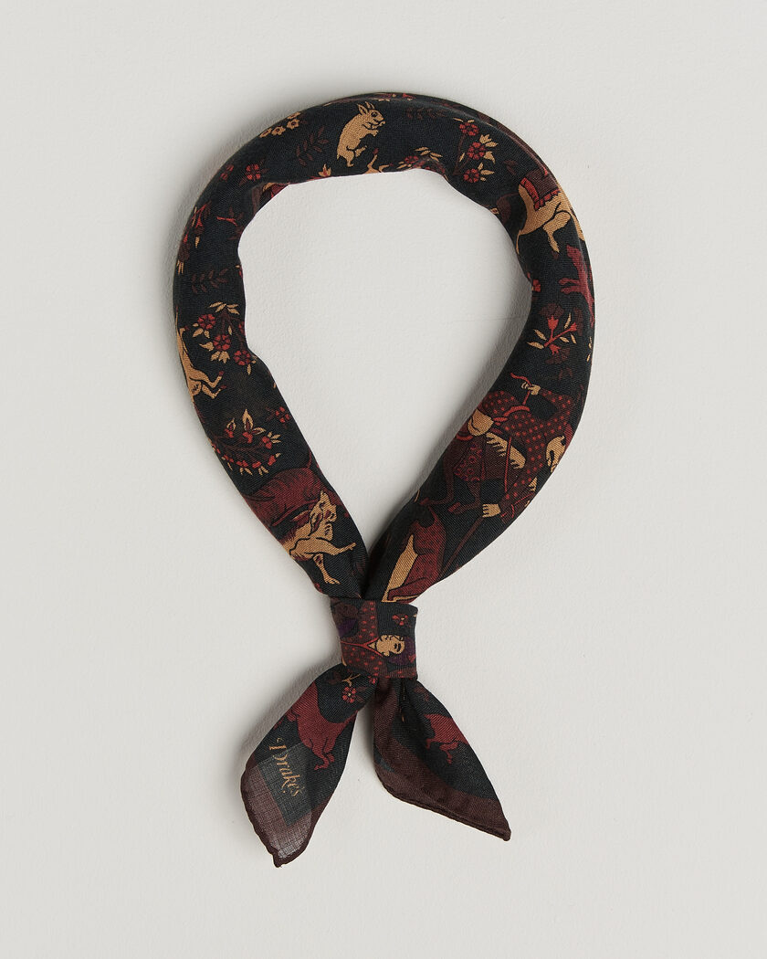 Drake's Moghul Wool/Silk Bandana Green – Grønn