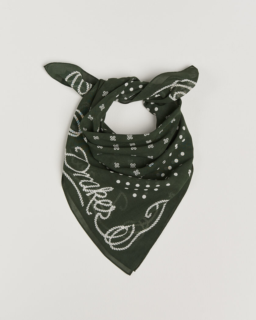 Drake's Rope Border Cotton Bandana Green – Grønn
