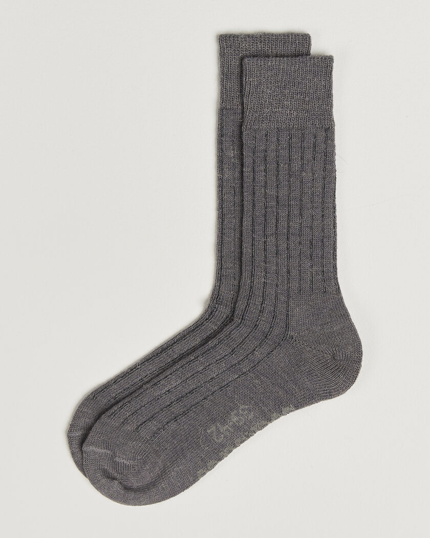 Alpacasocks & Co 2-Pack Ribbed Alpacka Wool Socks Dark Grey – Grå