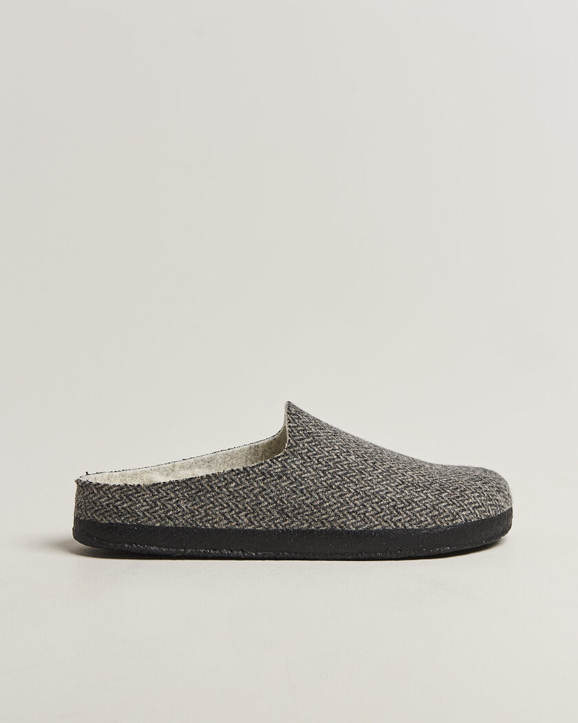 BIRKENSTOCK Amsterdam Wrapped Dip Shearling Dark Grey Herringbone – Grå