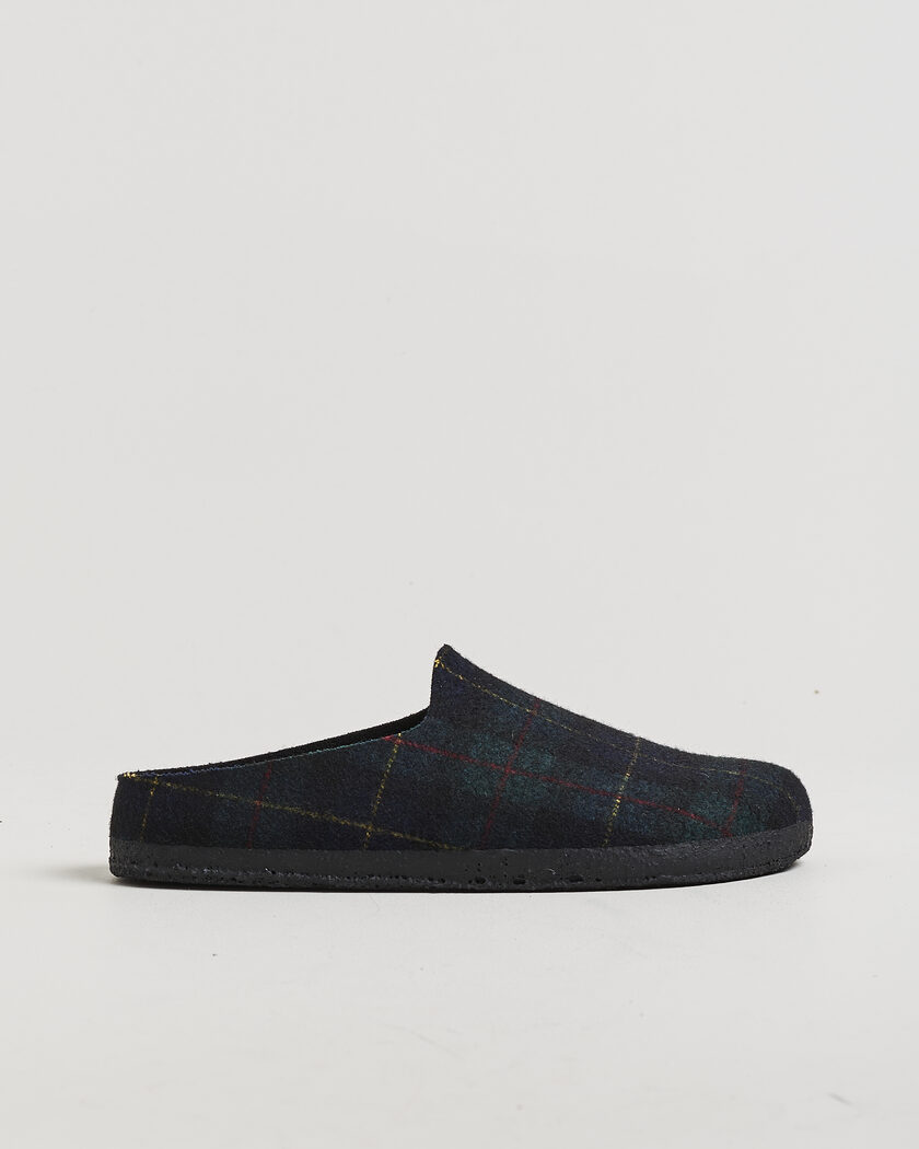 BIRKENSTOCK Amsterdam Wrapped Dip Shearling Green Navy Plaid – Flerfarget