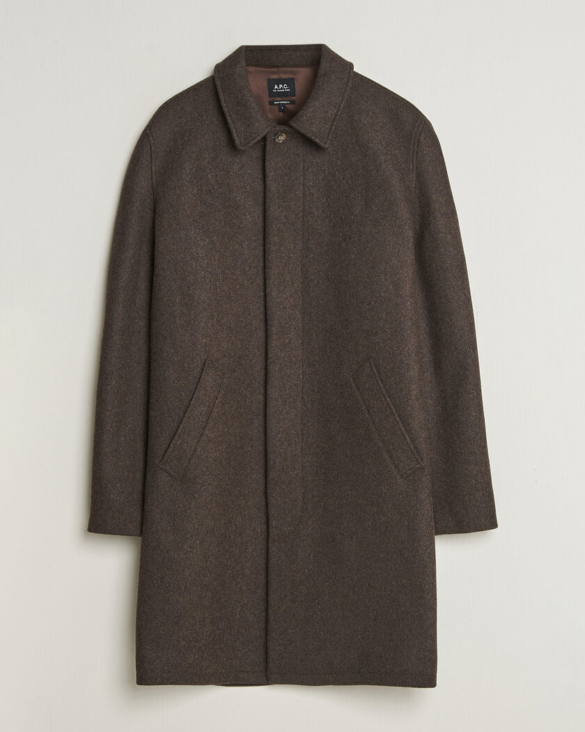 A.P.C. Auster Wool Coat Maroon Melange – Brun