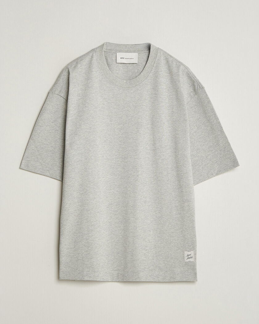AMI Heritage Logo T-Shirt Light Grey Melange – Grå