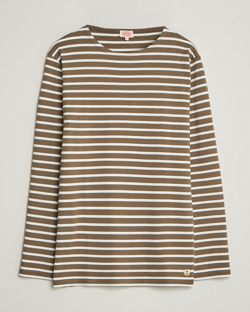 Armor-lux Houat Héritage Stripe Long Sleeve T-Shirt Olive/Milk – Flerfarget