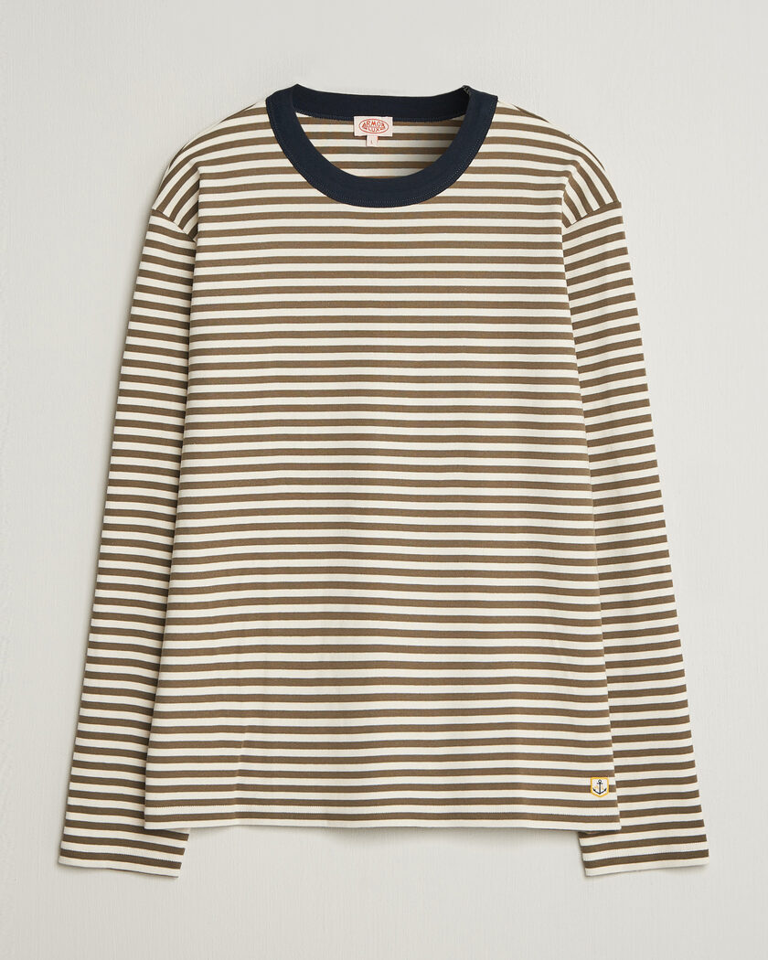 Armor-lux Héritage Striped Long Sleeve T-Shirt Olive/Milk – Flerfarget