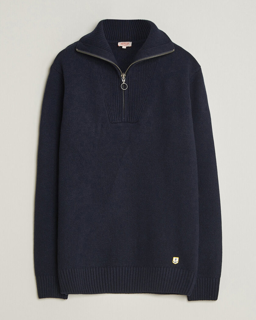 Armor-lux Wool Knitted Half Zip Navy – Blå