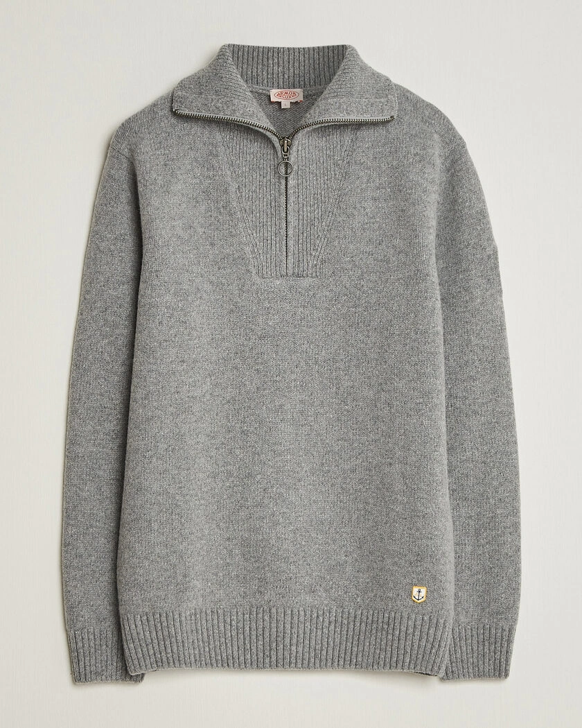  Armor-lux Wool Knitted Half Zip Slate – Grå