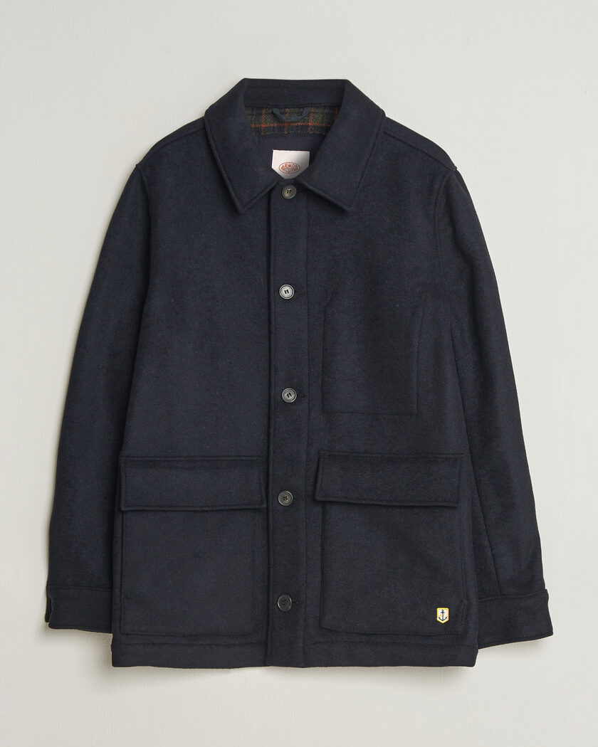 Armor-lux Wool Shirt Jacket Rich Navy – Blå