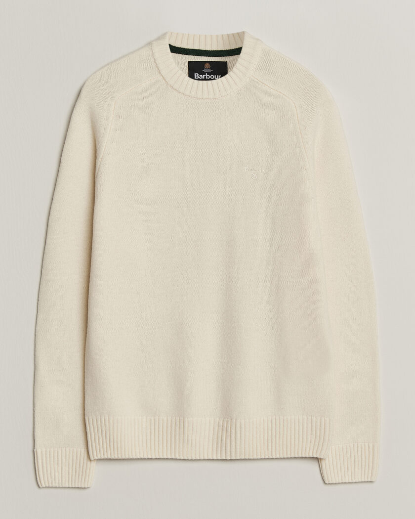 Barbour Lifestyle Newtown Lambswool Crewneck Antique White – Hvit