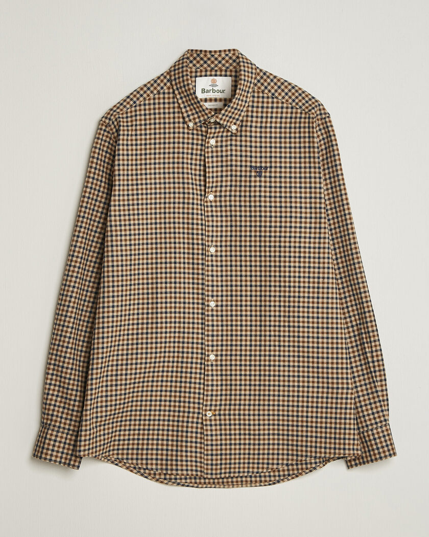 Barbour Lifestyle Finkle Gingham Flannel Shirt Dark Sand – Flerfarget