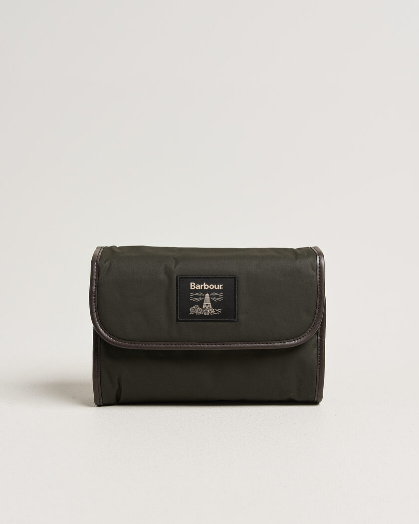 Barbour Lifestyle Wax Hanging Washbag Olive – Grønn
