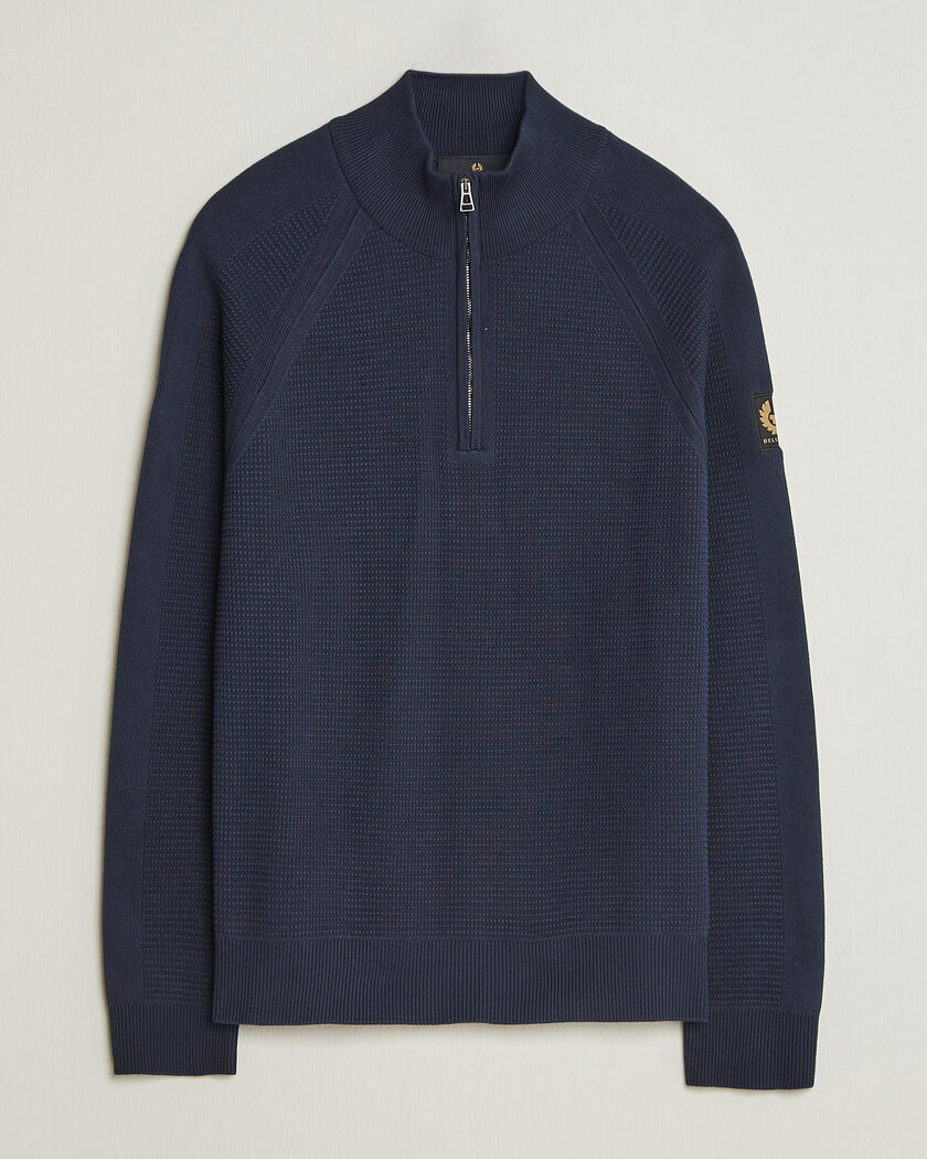 Belstaff Bradwell Cotton Knitted Quarter Zip Dark Ink – Blå