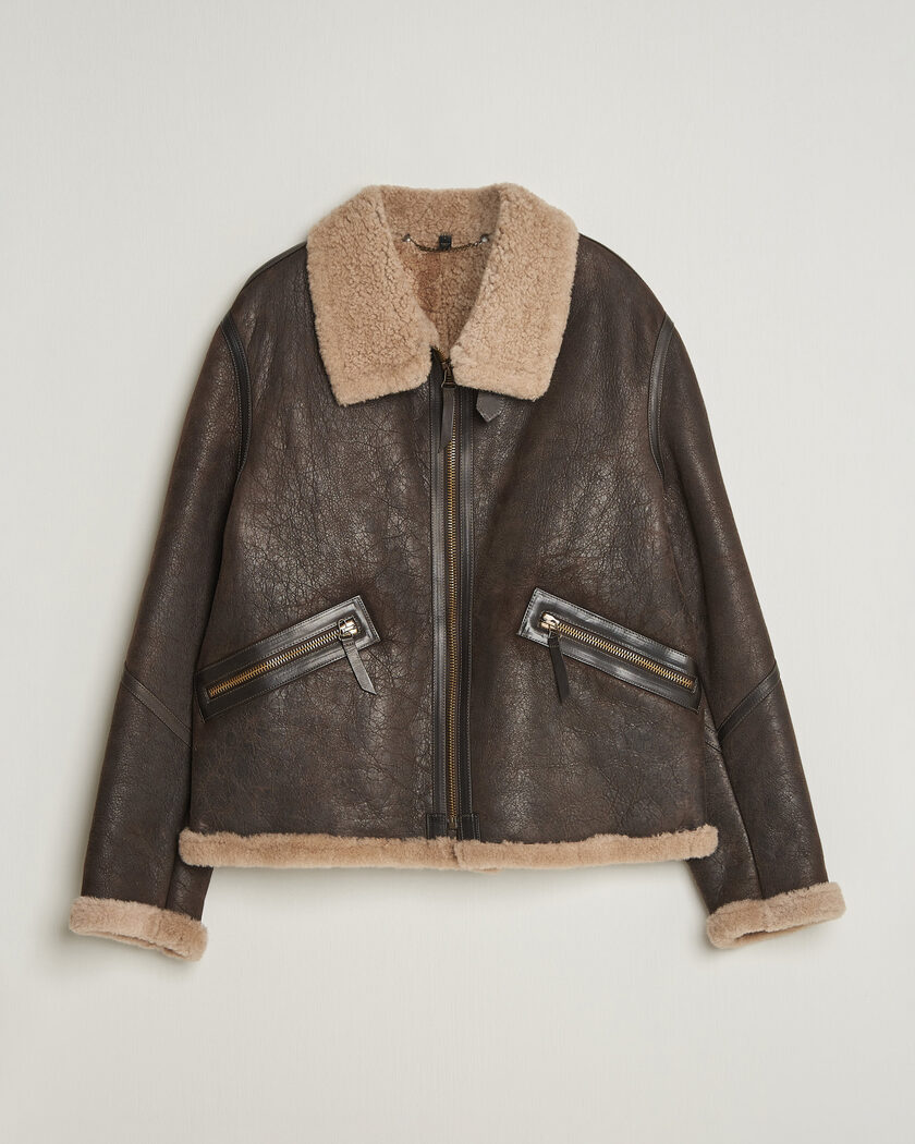 Belstaff Winterbrook Shearling Jacket Dark Brown – Brun