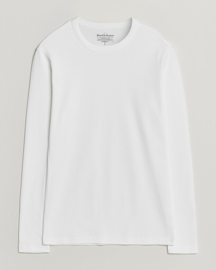 Bread & Boxers Ribbed Long Sleeve T-Shirt White – Hvit