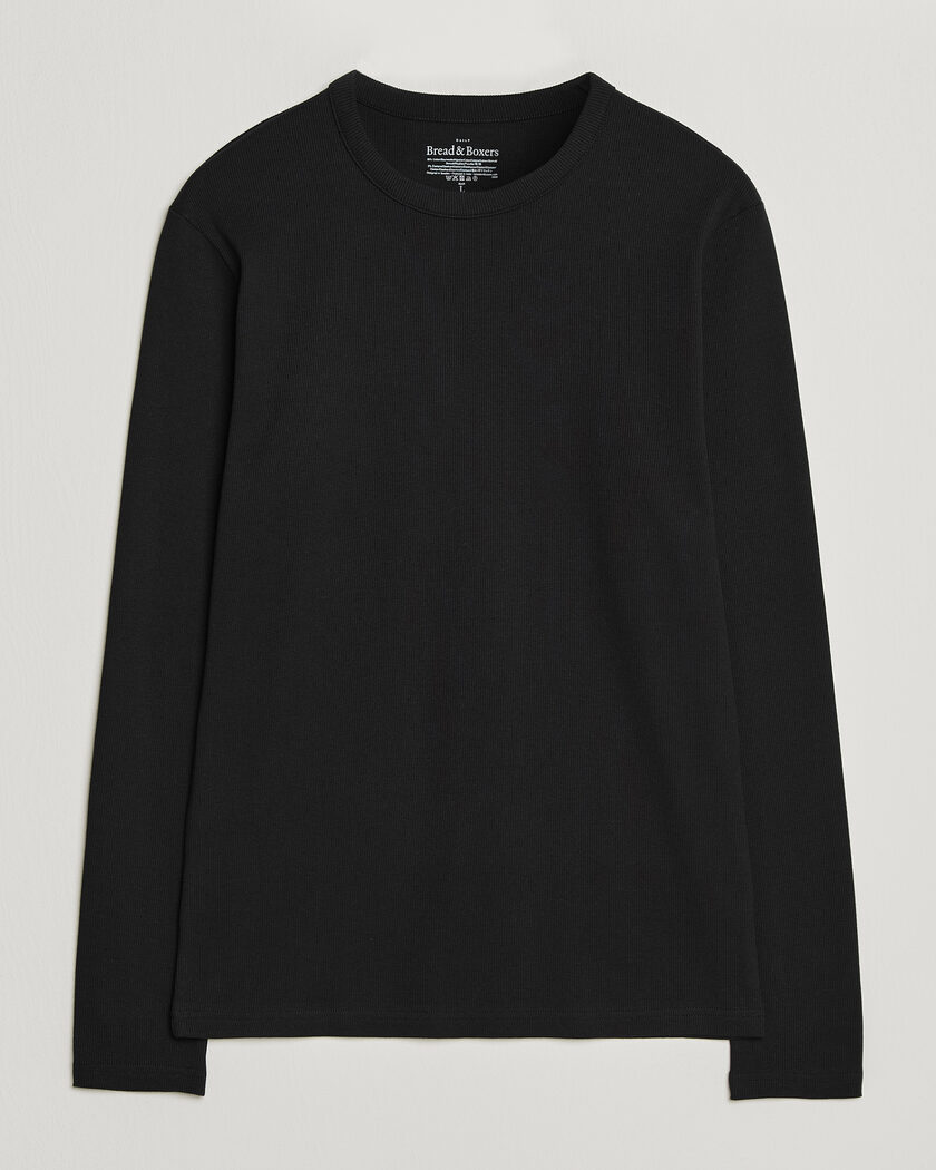 Bread & Boxers Ribbed Long Sleeve T-Shirt Black – Svart