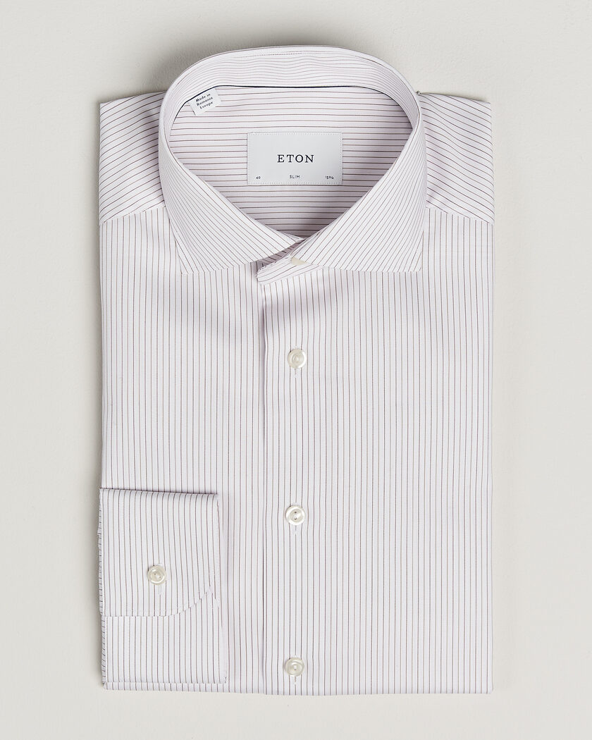 Eton Slim Fit Fine Twill Striped Shirt Orange – Oransje