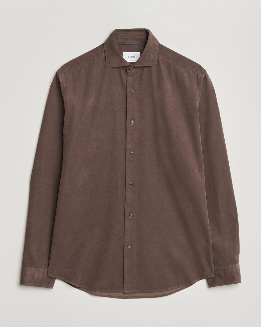 Eton Casual Fit Corduroy Shirt Dark Brown – Brun