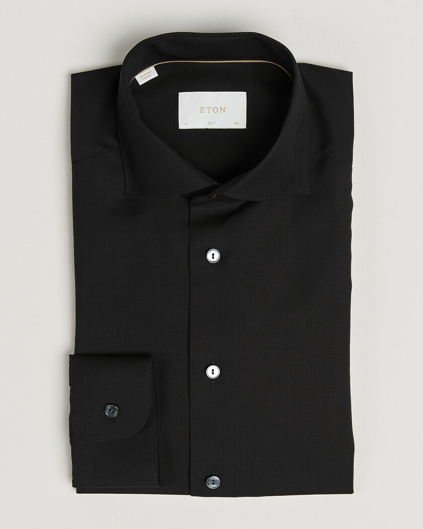 Eton Slim Fit Merino Shirt Black – Svart
