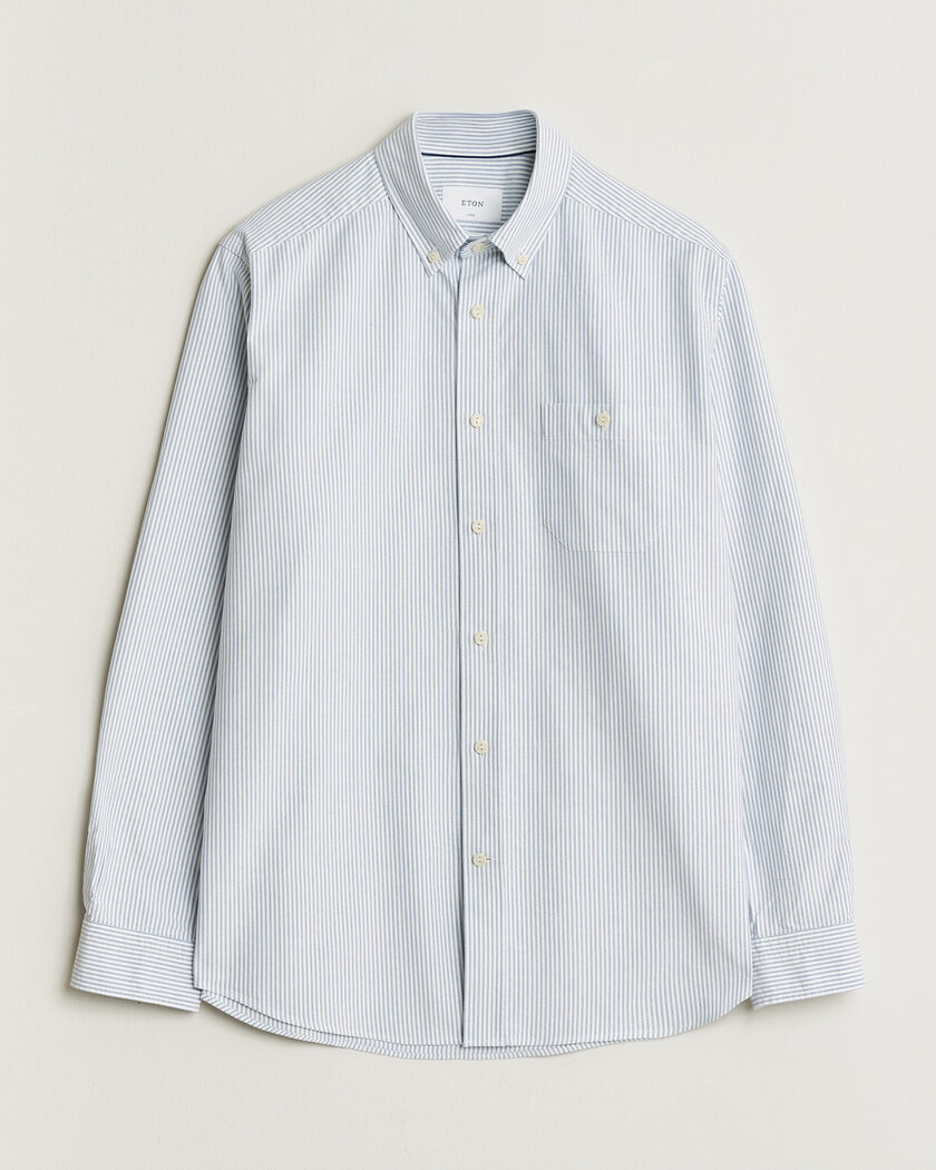 Eton Regular Fit Ivy Oxford Striped Shirt Mid Blue – Blå