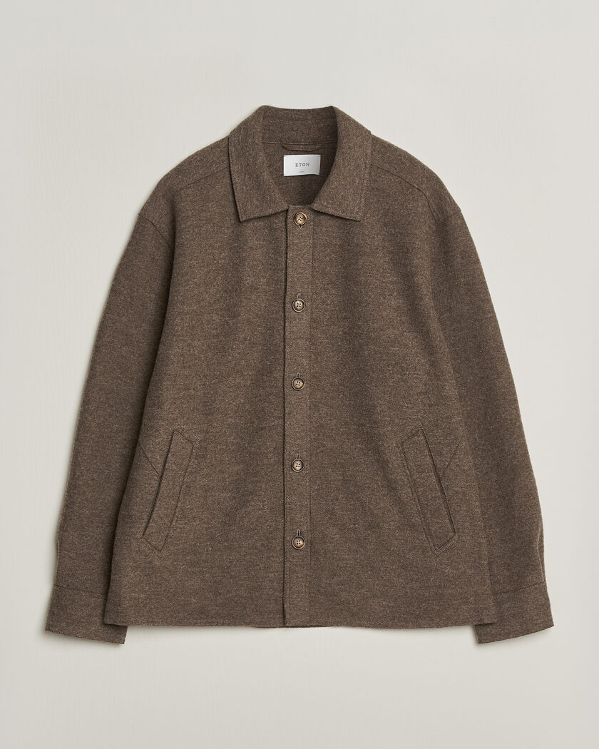 Eton Boiled Wool Shirt Jacket Brown – Brun