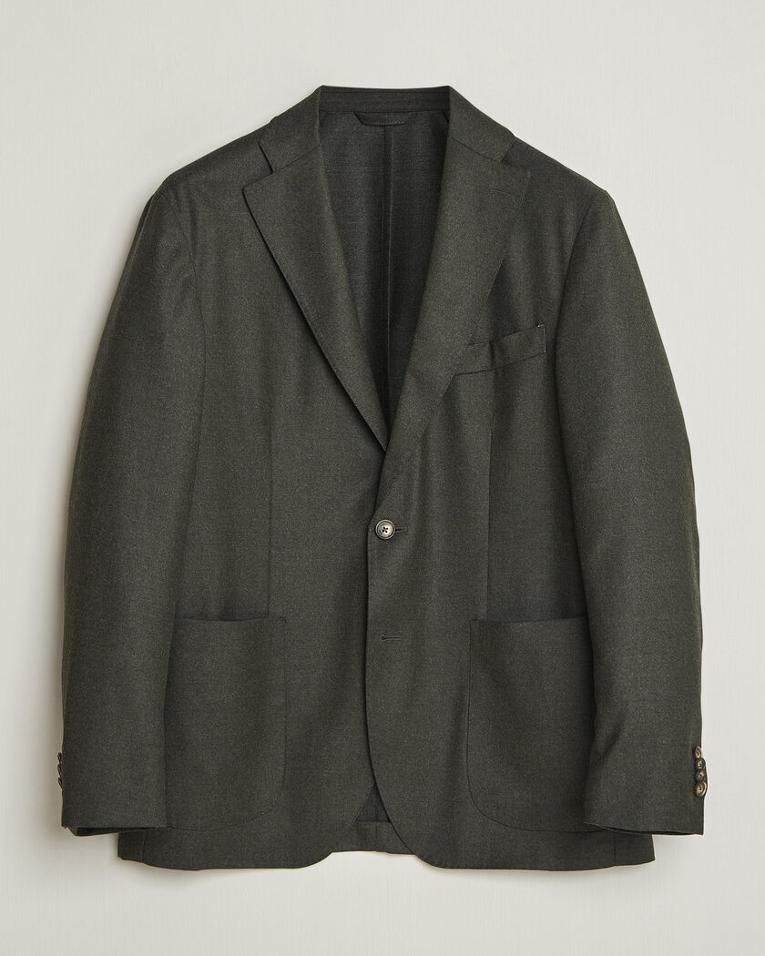 Eton Wool Flannel Soft Jacket Dark Green – Grønn