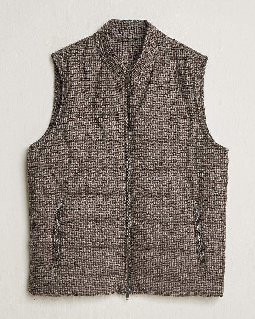 Eton Wool/Cashmere Padded Vest Brown – Brun