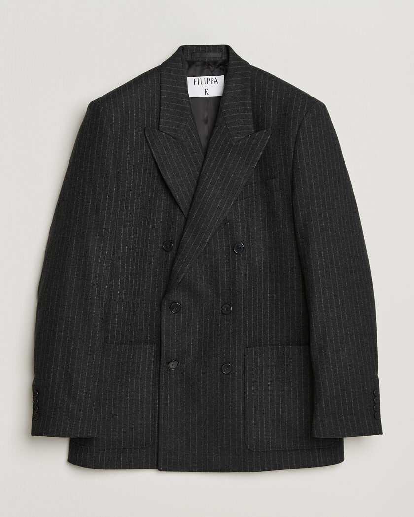 Filippa K Michael Wool Flannel Pinstriped Blazer Anthracite – Grå