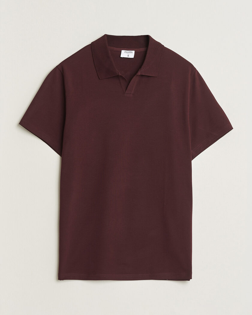 Filippa K Soft Lycra Polo T-Shirt Dark Burgundy – Rød