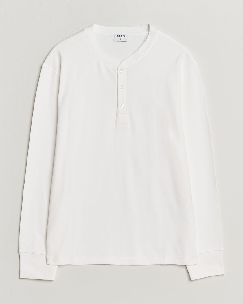 Filippa K Cotton Rib Henley White – Hvit