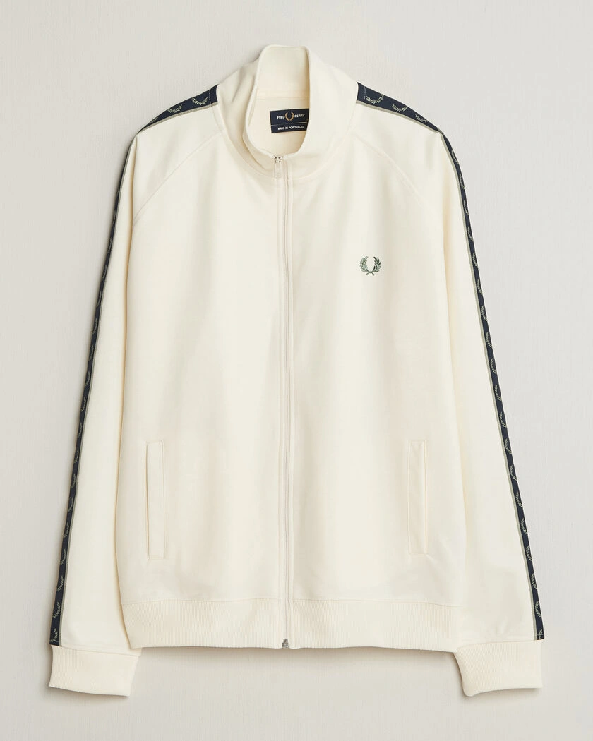 Fred Perry Taped Track Jacket Ecru – Hvit