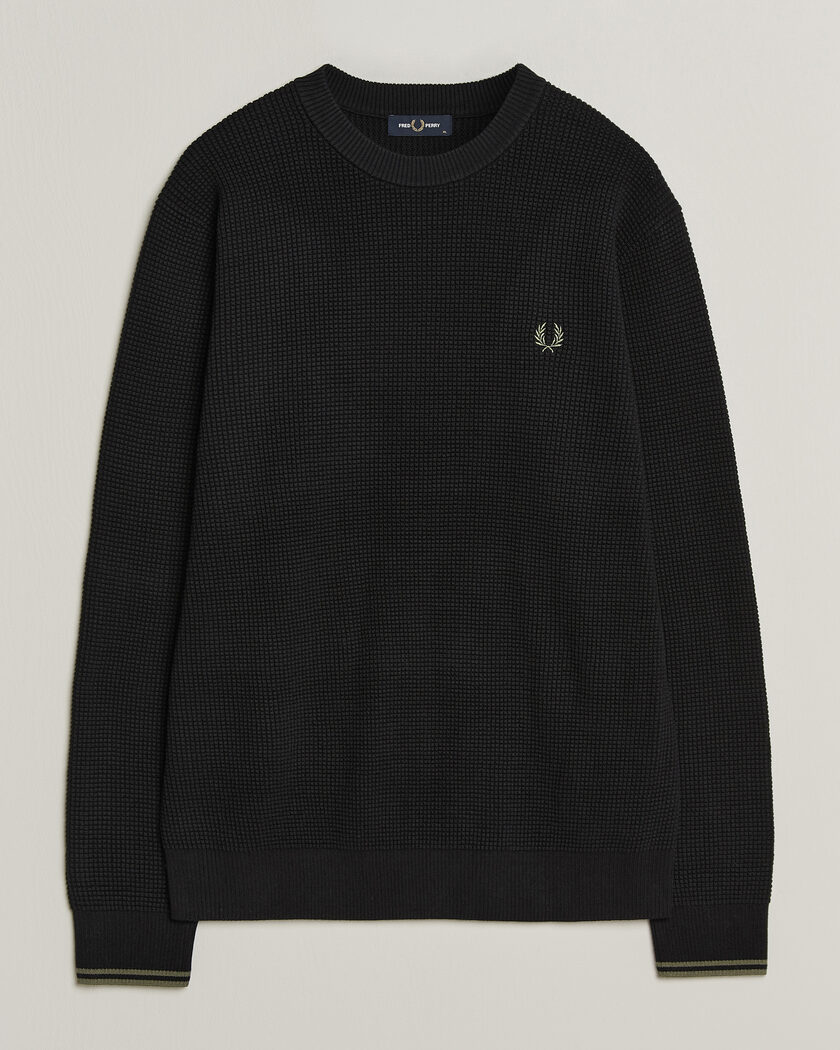 Fred Perry Waffle Stitch Jumper Black – Svart