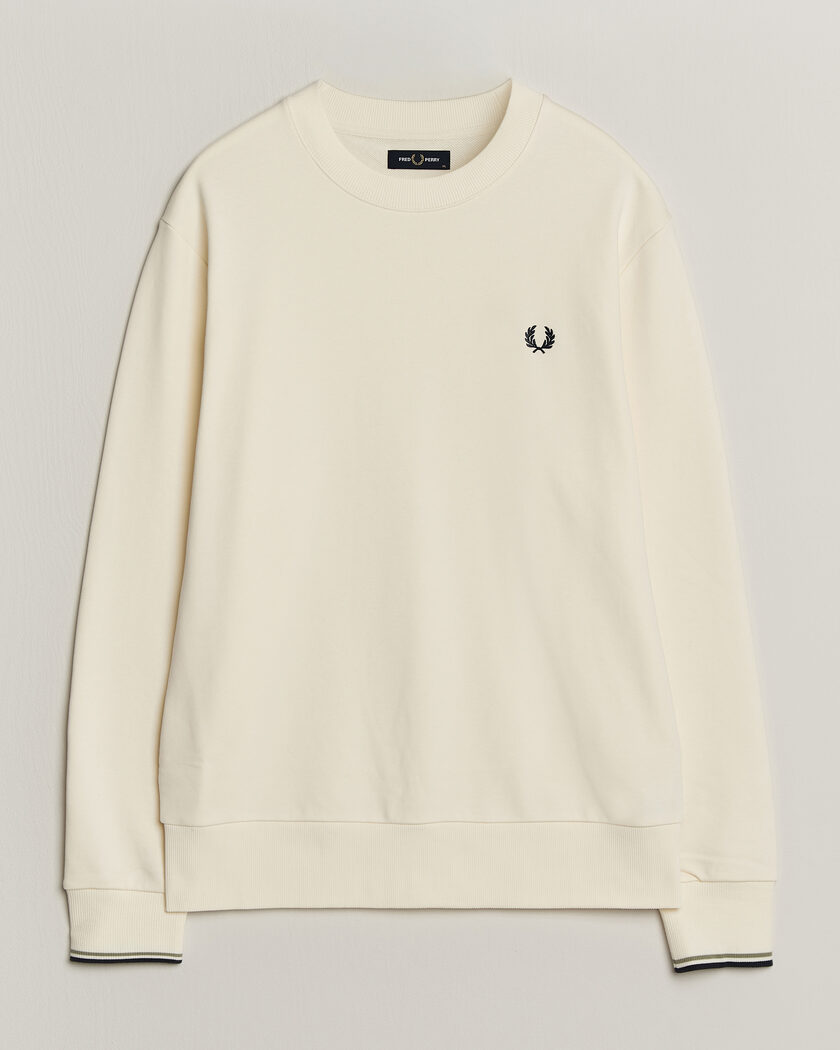 Fred Perry Crew Neck Sweatshirt Ecru – Hvit
