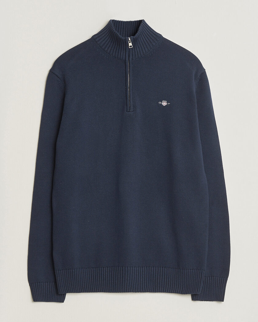 Gant Casual Cotton Knitted Half Zip Evening Blue – Blå