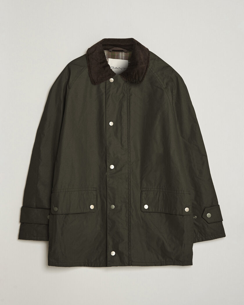 Gant Waxed Barn Jacket Black Brown – Brun