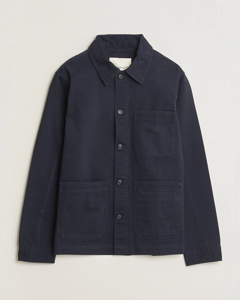 Gant Regular Fit Brushed Twill Overshirt Evening Blue – Blå