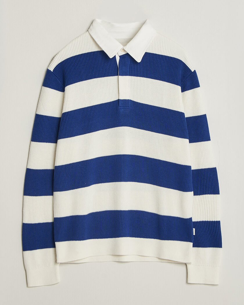 Gant Cotton/Merino Knitted Striped Rugger Cream – Hvit