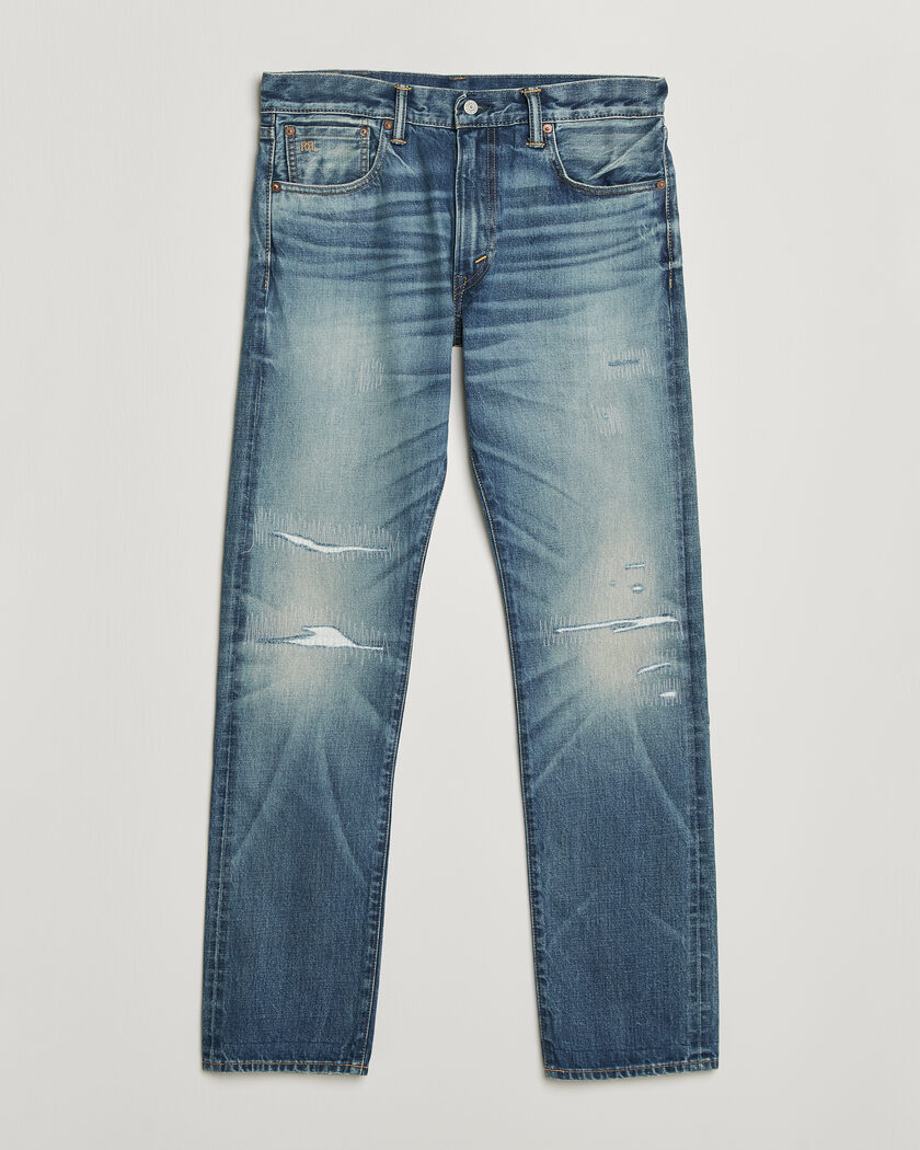 RRL Slim Fit Selvedge Jeans Clearford Wash – Blå