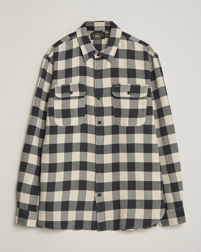 RRL Matlock Plaid Shirt Black/Cream – Svart