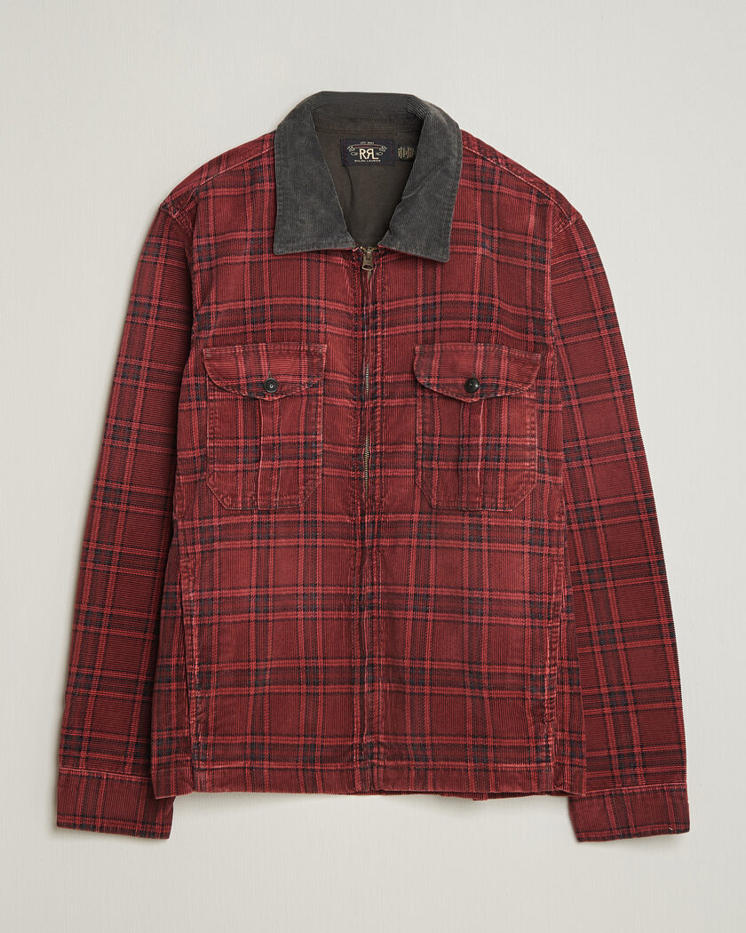 RRL Corduroy Zip Shirt Jacket Red/Black – Rød