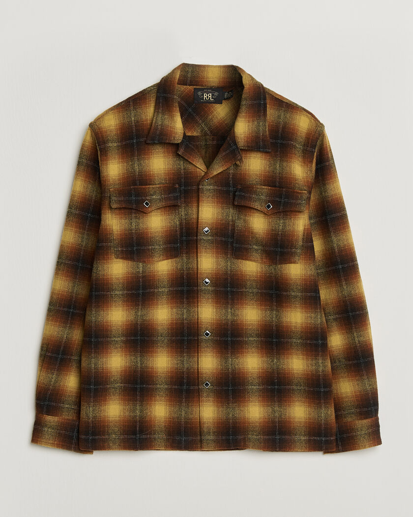 RRL Jesse Plaid Camp Shirt Orange/Yellow – Oransje