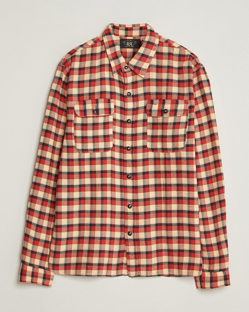 RRL Plaid Flannel Shirt Red/Cream – Rød