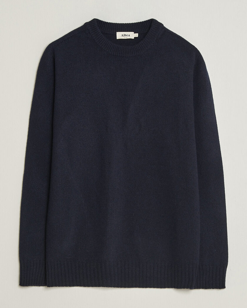 Altea Wool/Cashmere Crew Neck Pullover Navy – Blå